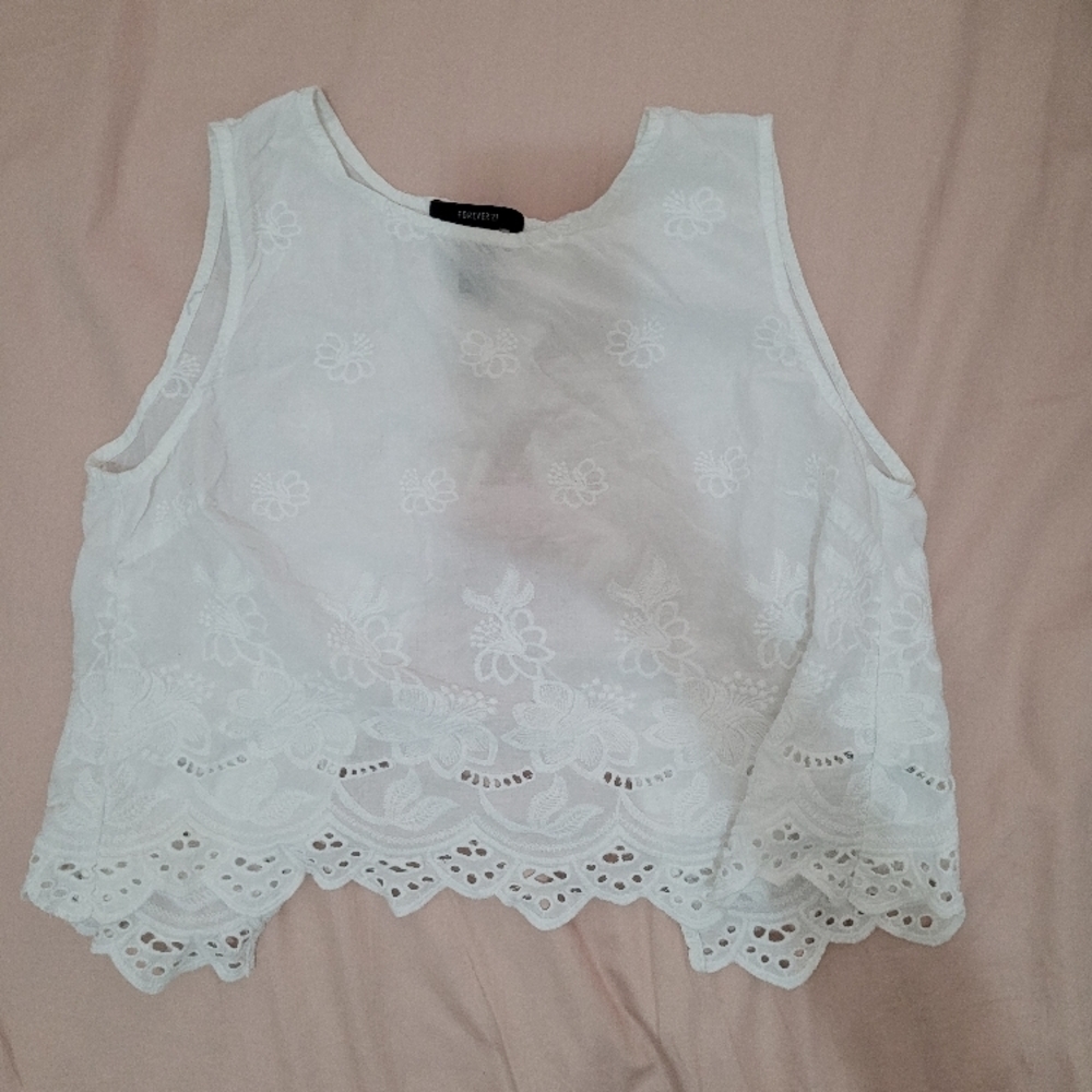 forever 21 white Lace Sleeveless Top